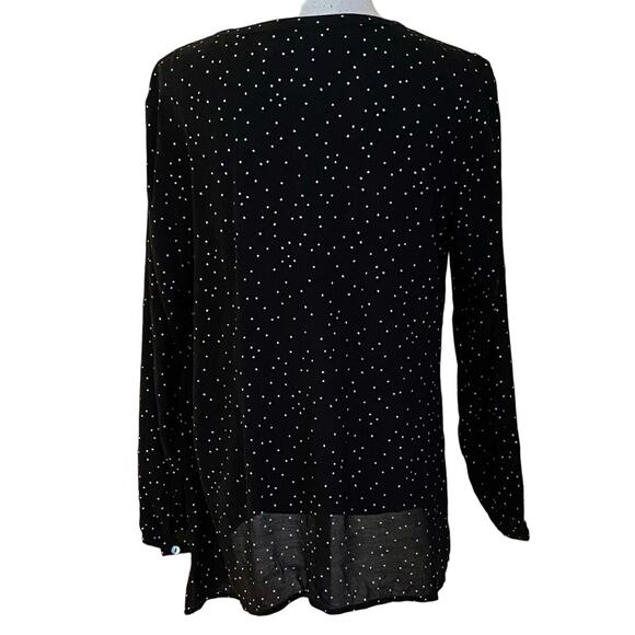 J Jill Size S Button Front Black White Confetti Print Blouse Long Sleeved - Picture 2 of 6